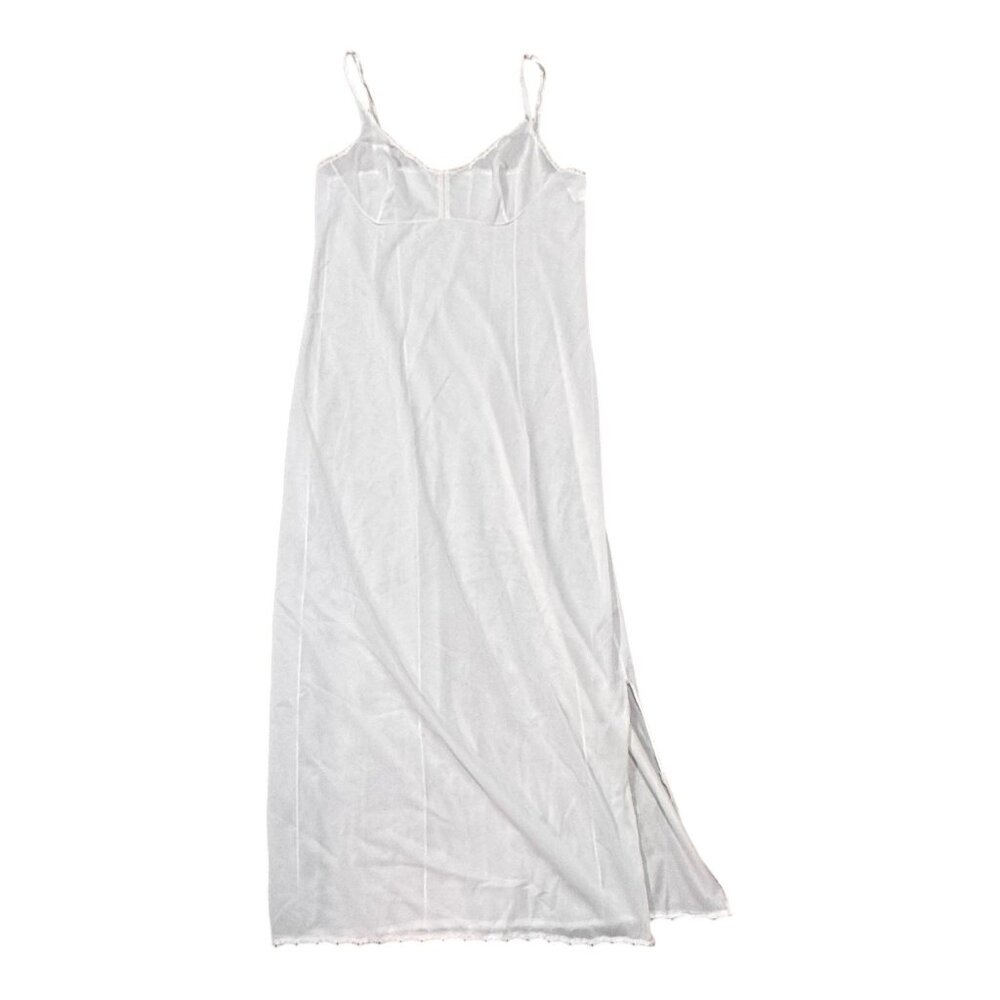 Vintage Vassarette White Nylon Full Slip Dress Size 36 Large Lingerie Satin